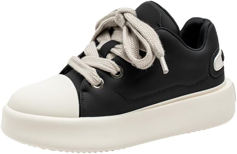 

Мужские кеды с толстой подошвой - прочность и комфорт на весь день для прогулок и повседневного ношения Hoalox, черный