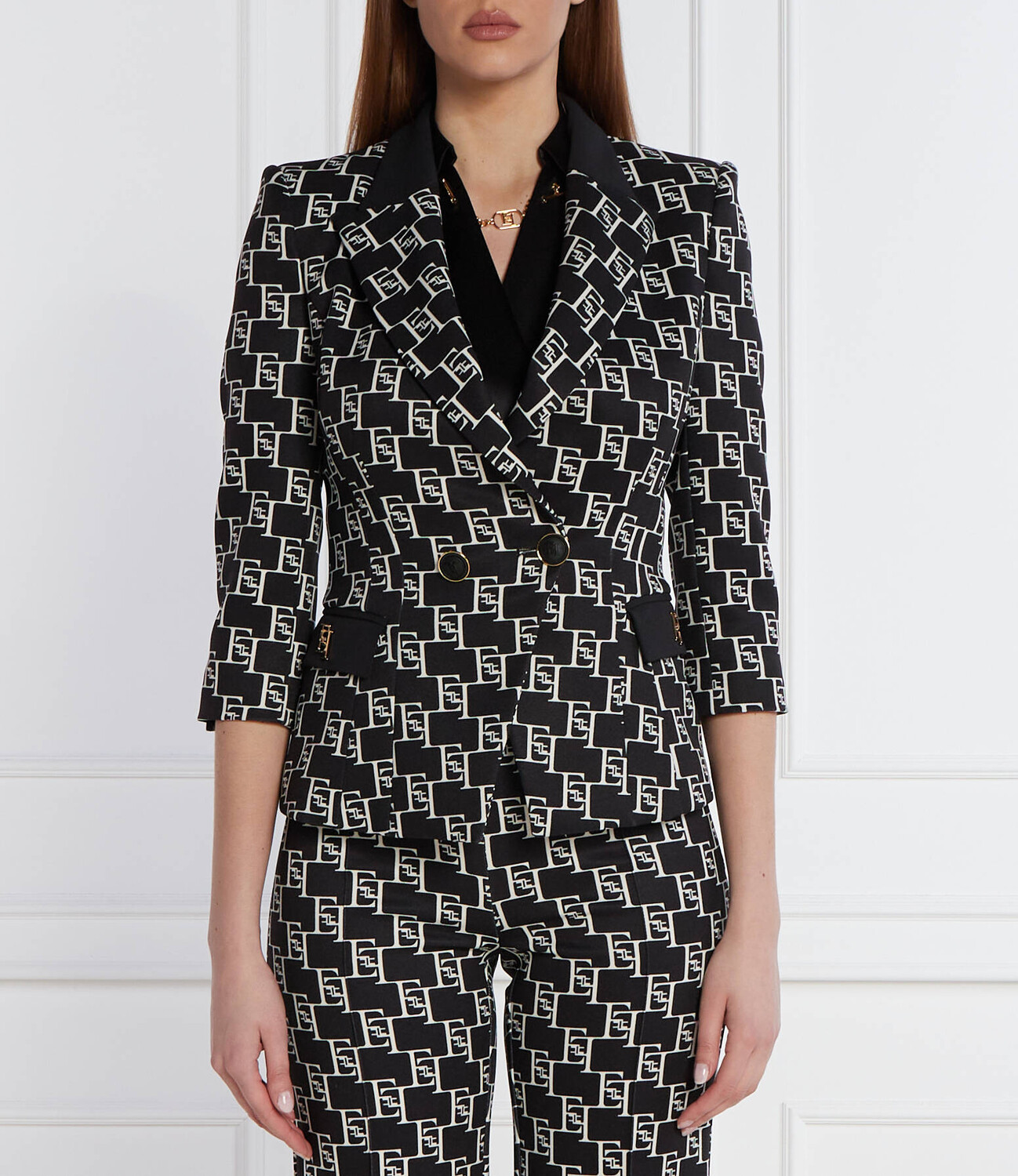 

Блейзер Elisabetta Franchi Slim Fit, черный