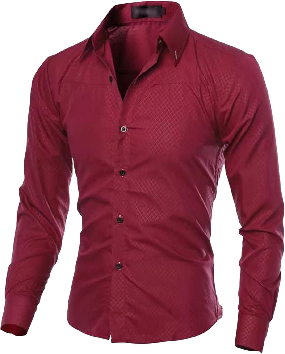 

Men's Lightweight Casual Classic Dress Shirt Stylish Solid Button Down Shirts Loose Fit Long Sleeve Shirts (Red Wine,5X-Large) Maiyifu-GJ
