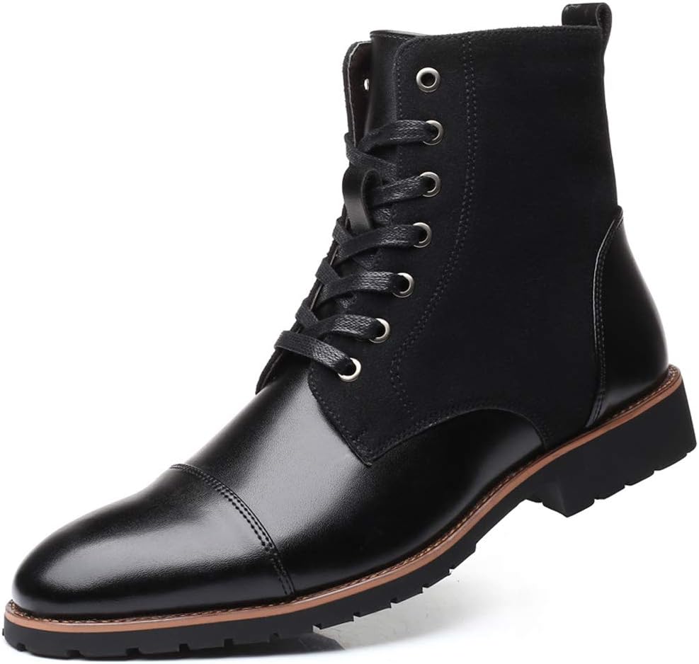 

Мужские повседневные кожаные ботинки Santimon Chukka на шнуровке с классическим носком, водонепроницаемые, оксфорды, черный