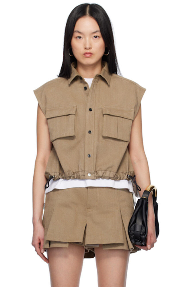 

Бежевая микс джинсовая рубашка sacai