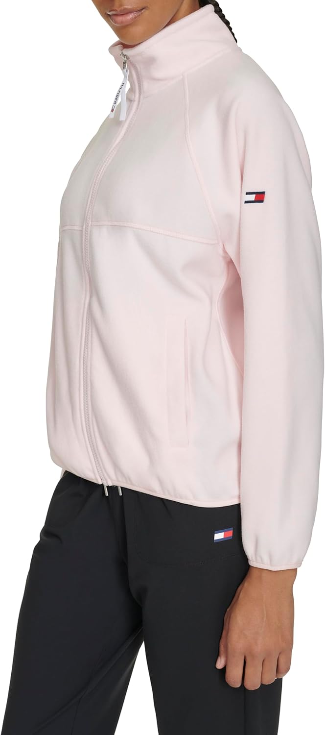 Женская флисовая куртка Tommy Hilfiger с воротником-стойкой и застежкой-молнией, Powder Pink — фото 3