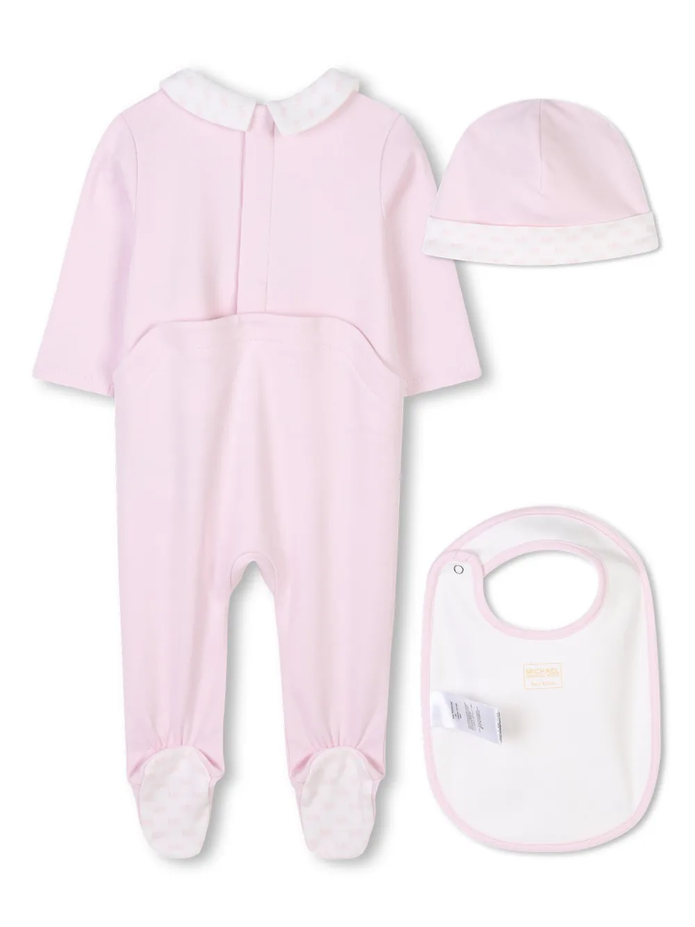 Комплект из пижамы и шапки с нагрудником Michael Kors Kids, розовый — фото 2