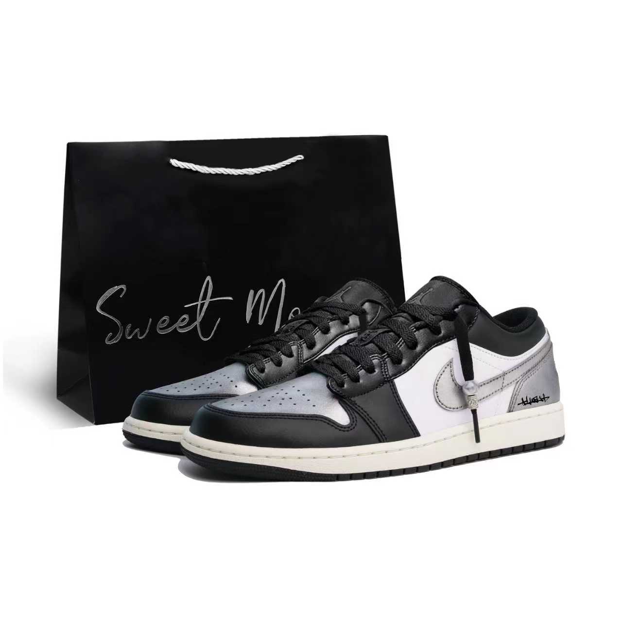 

Jordan Air 1 Black Silver Toe Устойчивые к истиранию низкие кроссовки в винтажном стиле для мужчин Silver Black