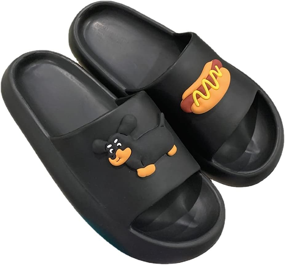 

Милый мультяшный дизайн собаки для мужчин и женщин, кавайные шлепанцы Облака для дома и улицы с мягкой нескользящей подошвой для ванной Ceinom, черный