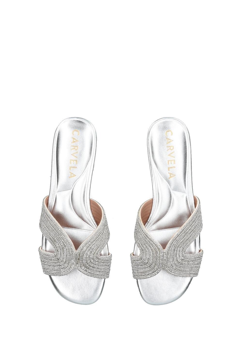 Туфли Gala Mule Jewel на плоской подошве Carvela, серебро — фото 2