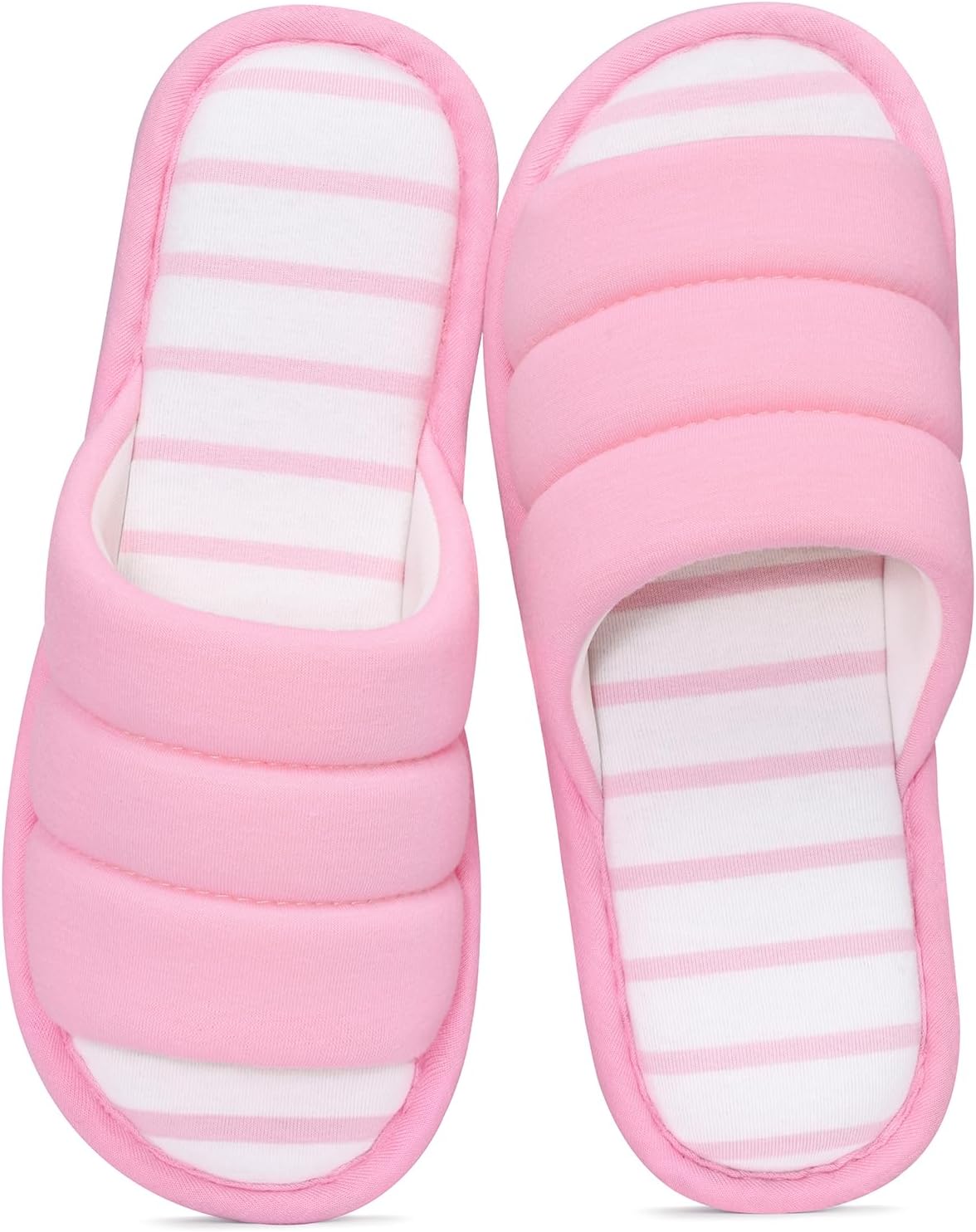 

Домашние тапочки shevalues с открытым носком для женщин и мужчин, мягкие хлопковые, с эффектом памяти, без шнурков, для спальни, розовый