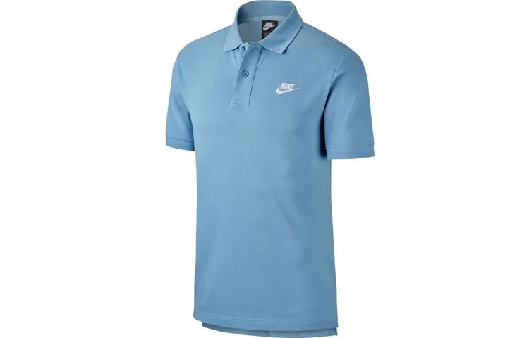Nike Футболка-поло мужская Cerulean/White с воротником-поло, умеренно прямой крой