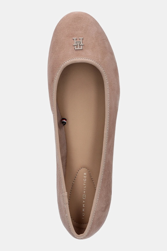 Замшевые балетки TH Hardware Suede Ballerina Tommy Hilfiger, бежевый — фото 4