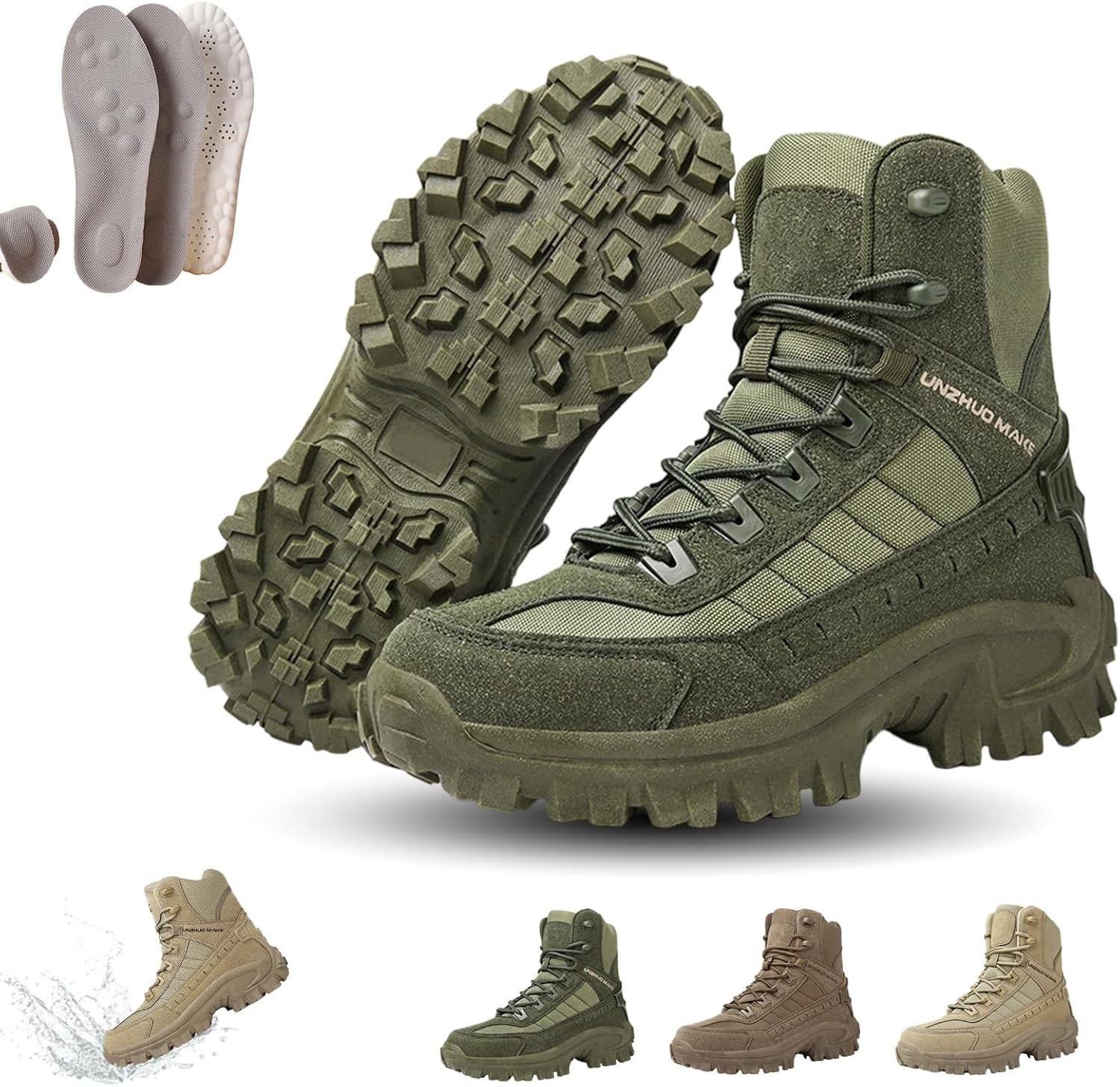 

Ботинки SXZUIAL, мужские ортопедические с поддержкой, защищенные от проколов, водонепроницаемые, противовывихные туристические ботинки, зеленый