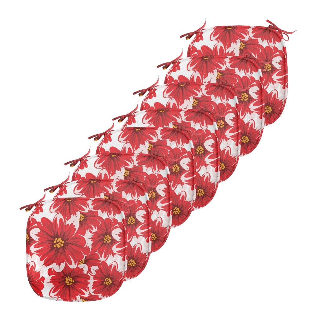 

Подушки на обеденный стул ABAKUHAUS Flower, сезонная романтическая весна, декоративная водонепроницаемая подушка с ремнями для кухонных сидений, 40 см x 40 см — упаковка из 8 шт., ярко-розовый ярко-красный