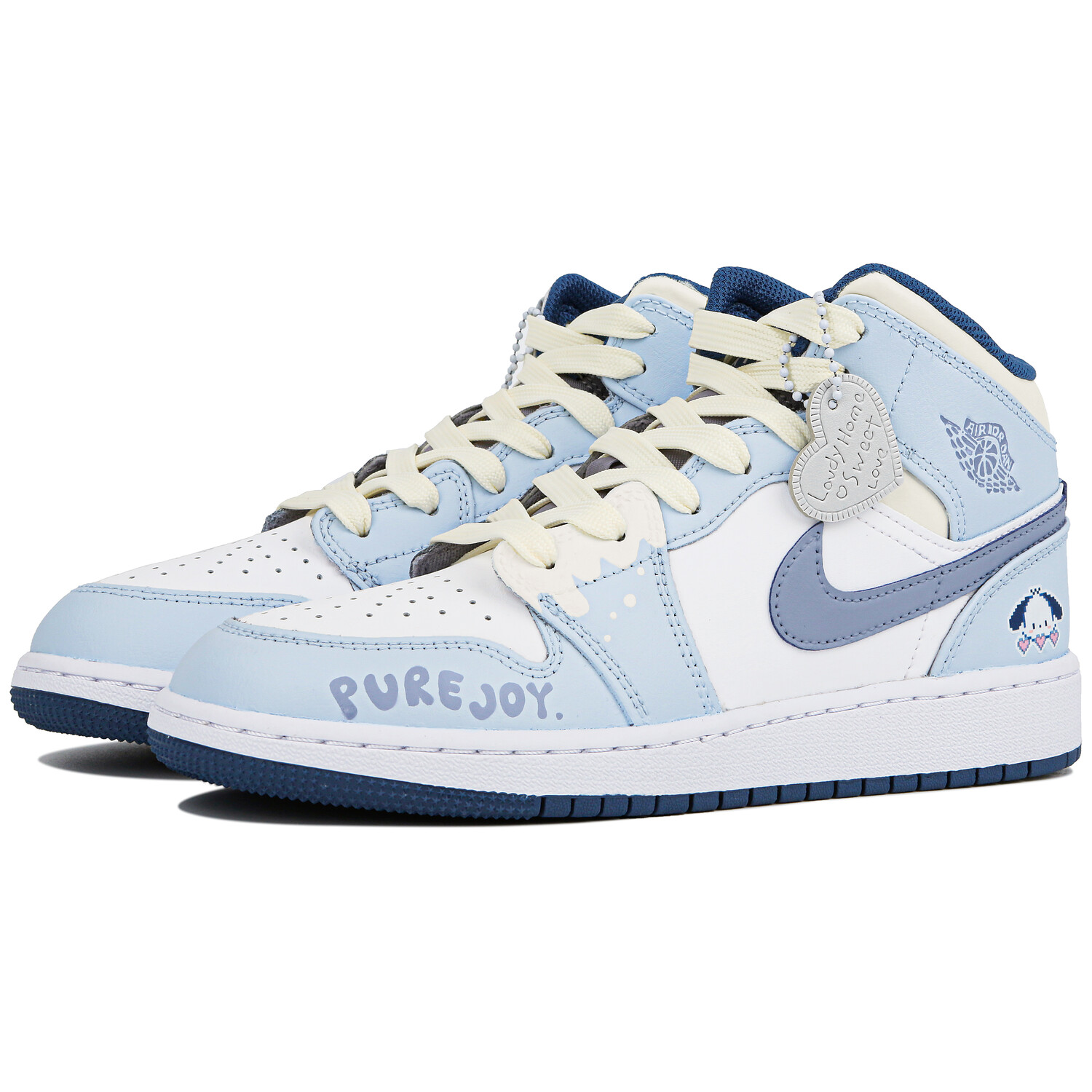 Кроссовки Air JORDAN 1 Vintage Basketball Shoes Women's High-Top White Blue
