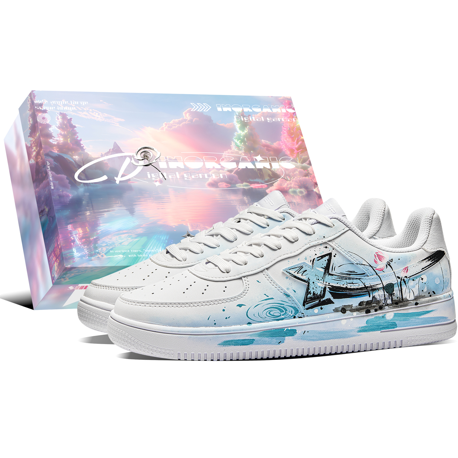 

XTEP Мужские кроссовки Air Force One Slip Resistant Shock Absorbers Low Top Skateboard Shoes Water Wave Blue