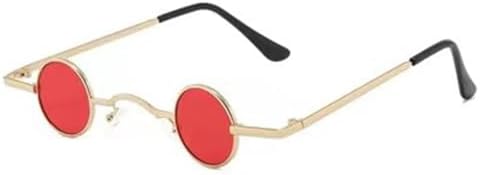 

Солнцезащитные очки в стиле панк, классические маленькие круглые солнцезащитные очки для женщин, широкая переносица, металлическая оправа, черные линзы, очки для вождения MTZJH, Gold-red