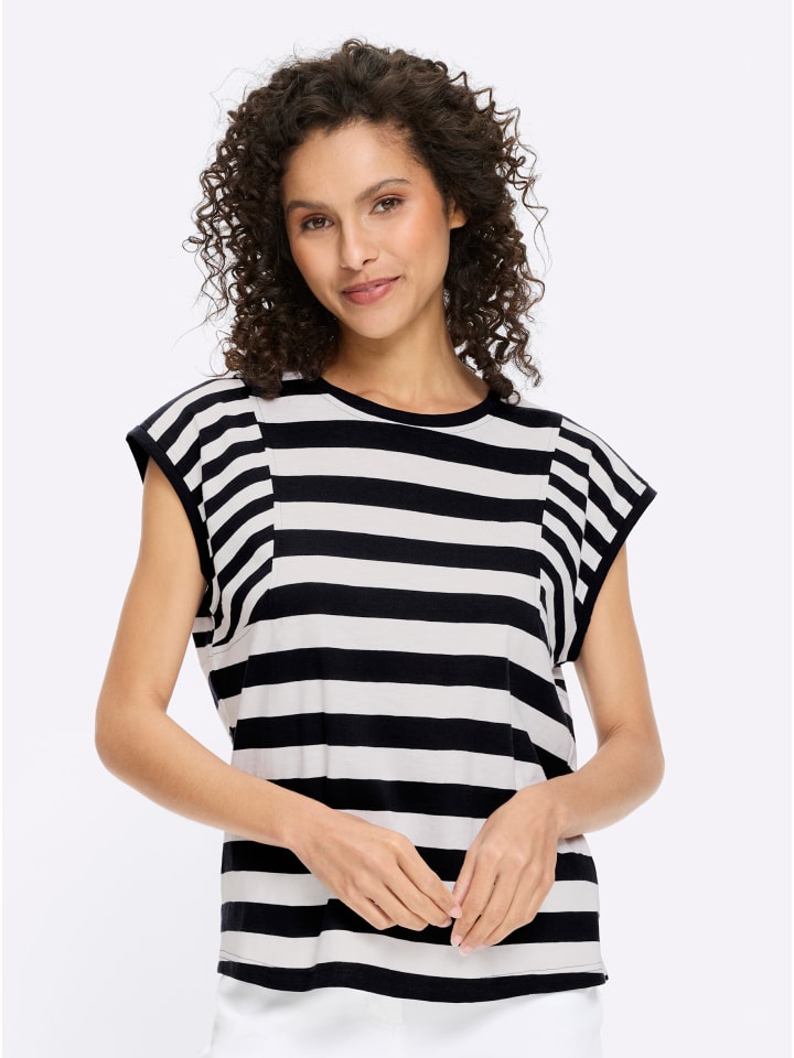 

полосатая рубашка темно-синего и белого цветов Heine