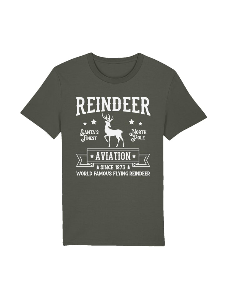 

Футболка F4NT4STIC T-Shirt Reindeer Aviation Retro Weihnachts Sign, хаки