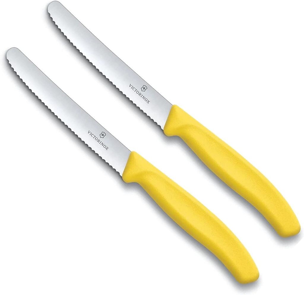 

Набор кухонных ножей Victorinox, 2 шт. (11 см, очень острый зазубренный край, столовый нож, эргономичная ручка, можно мыть в посудомоечной машине) (набор из 2 шт. желтого цвета) Victorinox Swiss Army