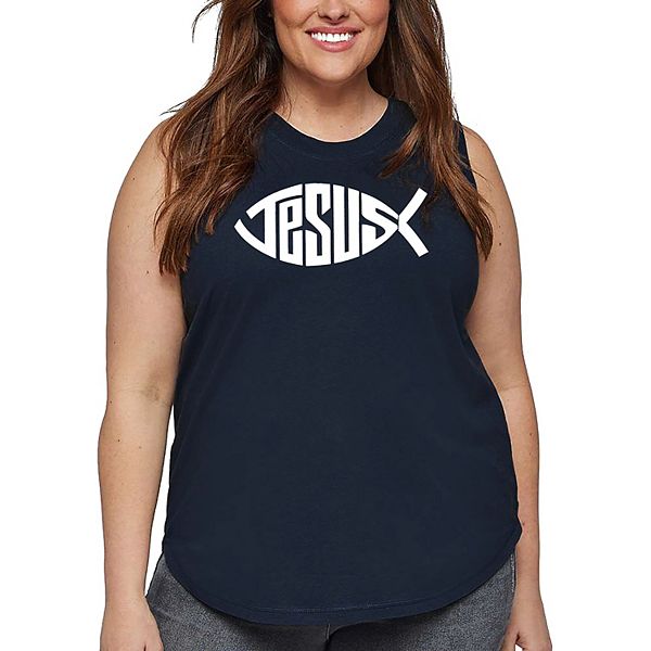 

Женская футболка plus size с принтом - christian jesus name fish symbol La Pop Art, Navy, Синий, Женская футболка plus size с принтом - christian jesus name fish symbol La Pop Art, Navy