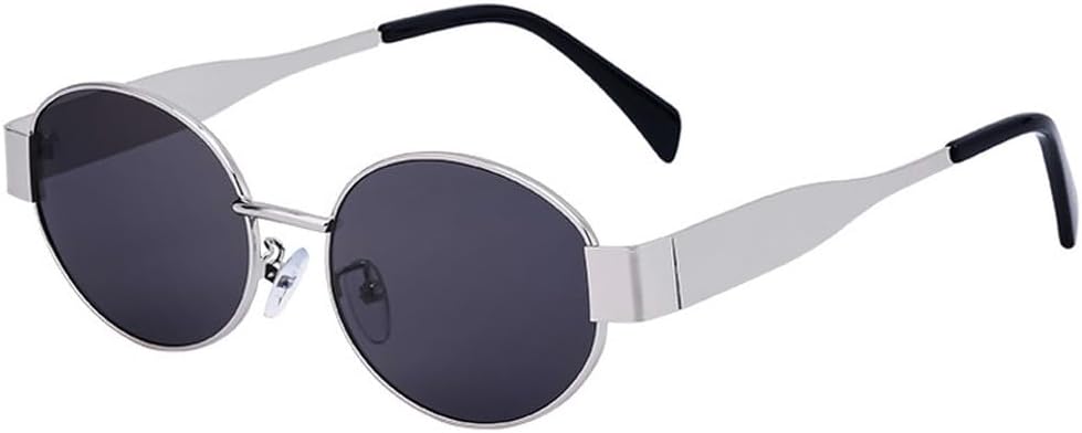 

Модные металлические овальные женские солнцезащитные очки в стиле панк, мужские солнцезащитные очки для активного отдыха, вождения и путешествий, женские очки с защитой от УФ-излучения UV400 HYYZZC, Silver Gray