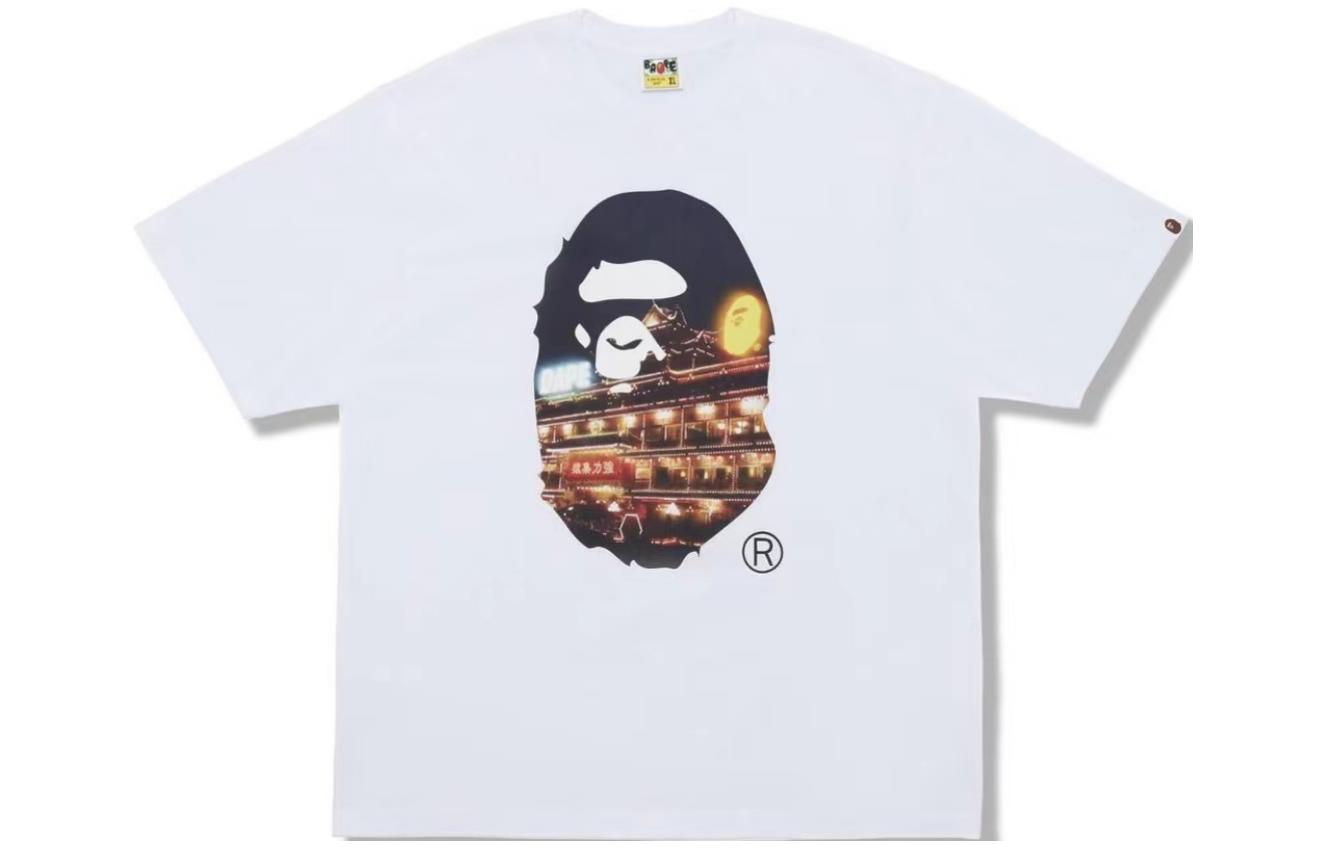 Футболка Bape Store Hong Kong 16th Anniversary Photo Ape Head A BATHING APE, белый — фото 4