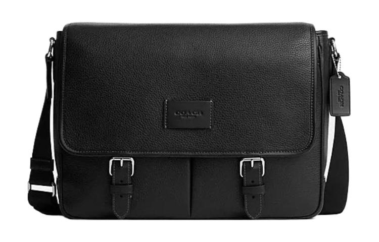 

COACH Кожаный курьерский мешок через плечо большой мужской черный