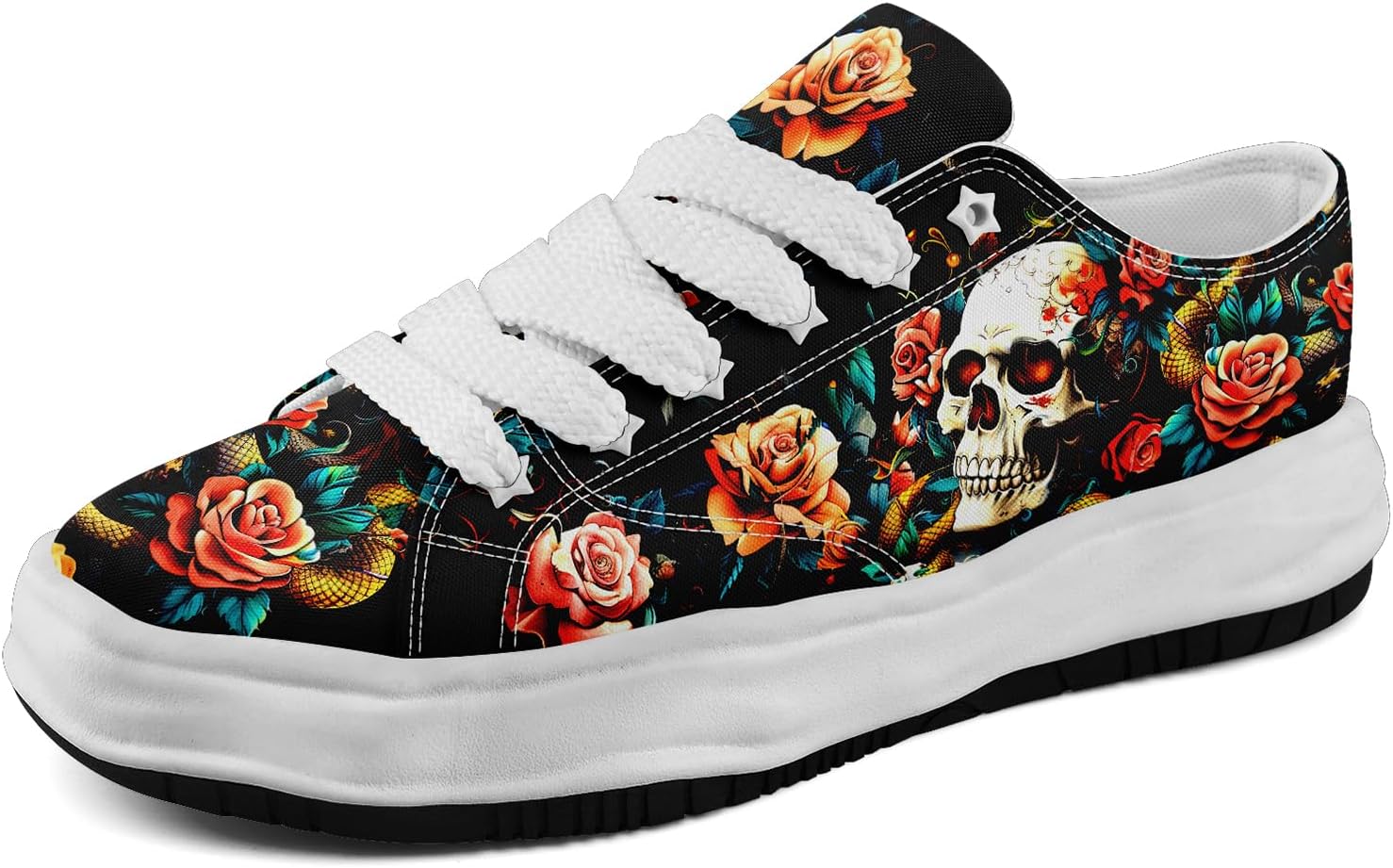 

Кеды на полотне с готическим черепом, унисекс, с шнуровкой, в стиле панк, для уличной носки, повседневной ходьбы или Хэллоуина Awsole, Style6