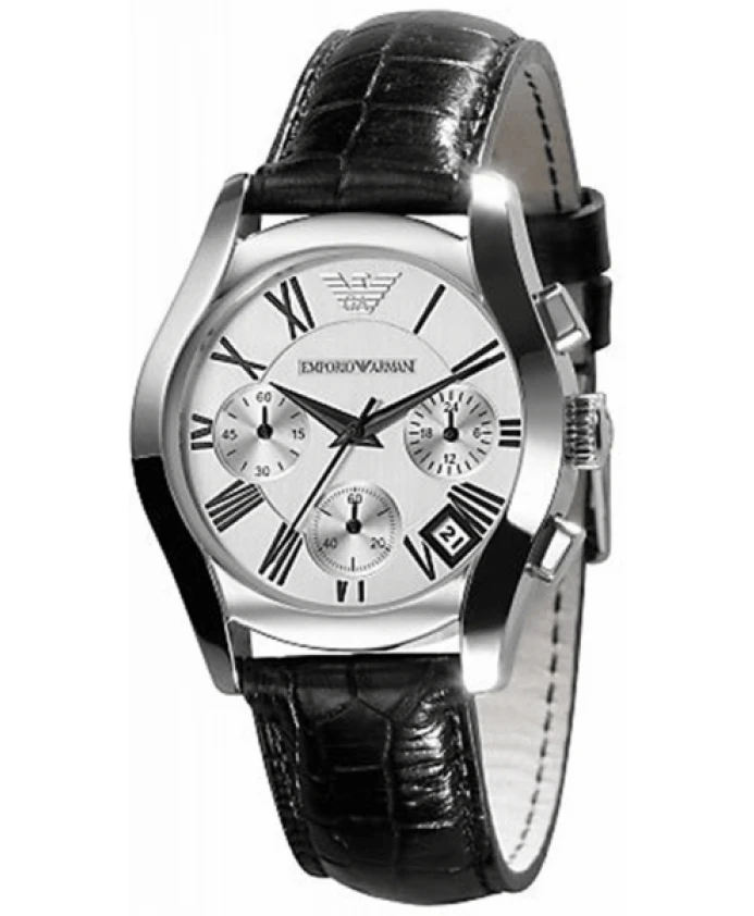 

Мужские часы с кожаным браслетом из нержавеющей стали Emporio Armani, серый