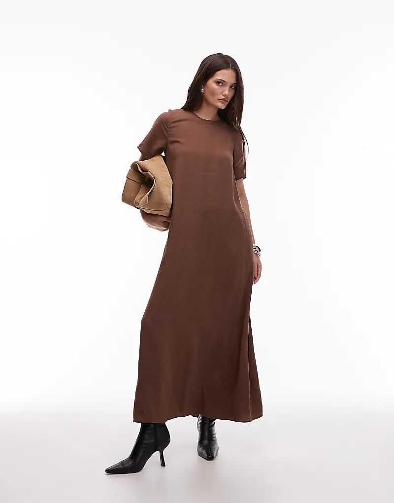 

Платье-футболка-трапеция из модала ASOS DESIGN коричневого цвета
