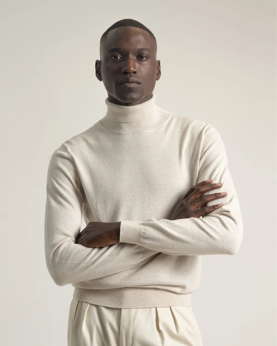 

Мужской свитер с высоким воротником из хлопка PuroEgo, бежевый