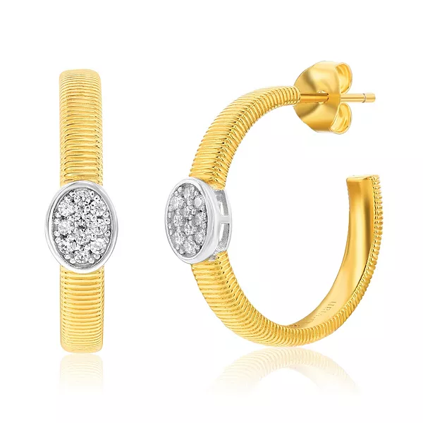 

Серьги-Кольца Suzy Levian Golden Helix из стерлингового серебра с фианитами в форме паве Suzy Levian New York, golden