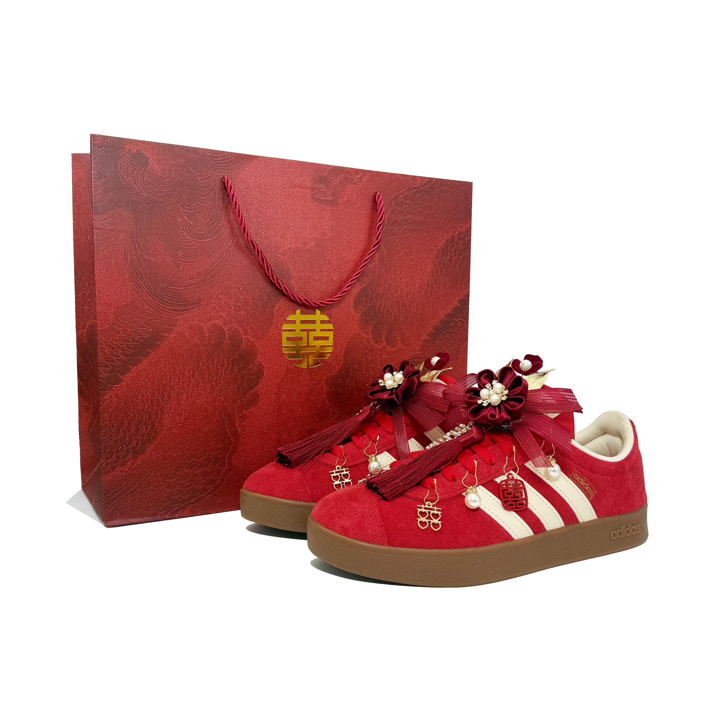 

Adidas Кроссовки Vl Court Classic Blooming Flowers And Full Moon с амортизацией, износостойкие низкие скейтерские унисекс красные