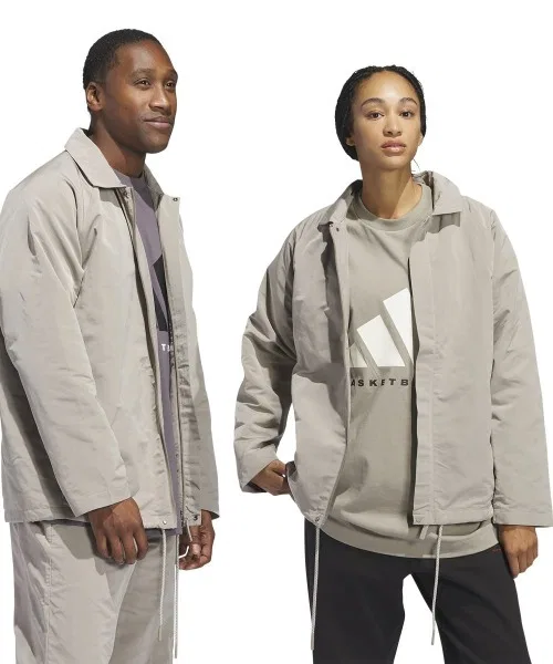 Куртка-тренч Adidas BASKETBALL Coach Jacket из переработанных материалов, бежевая