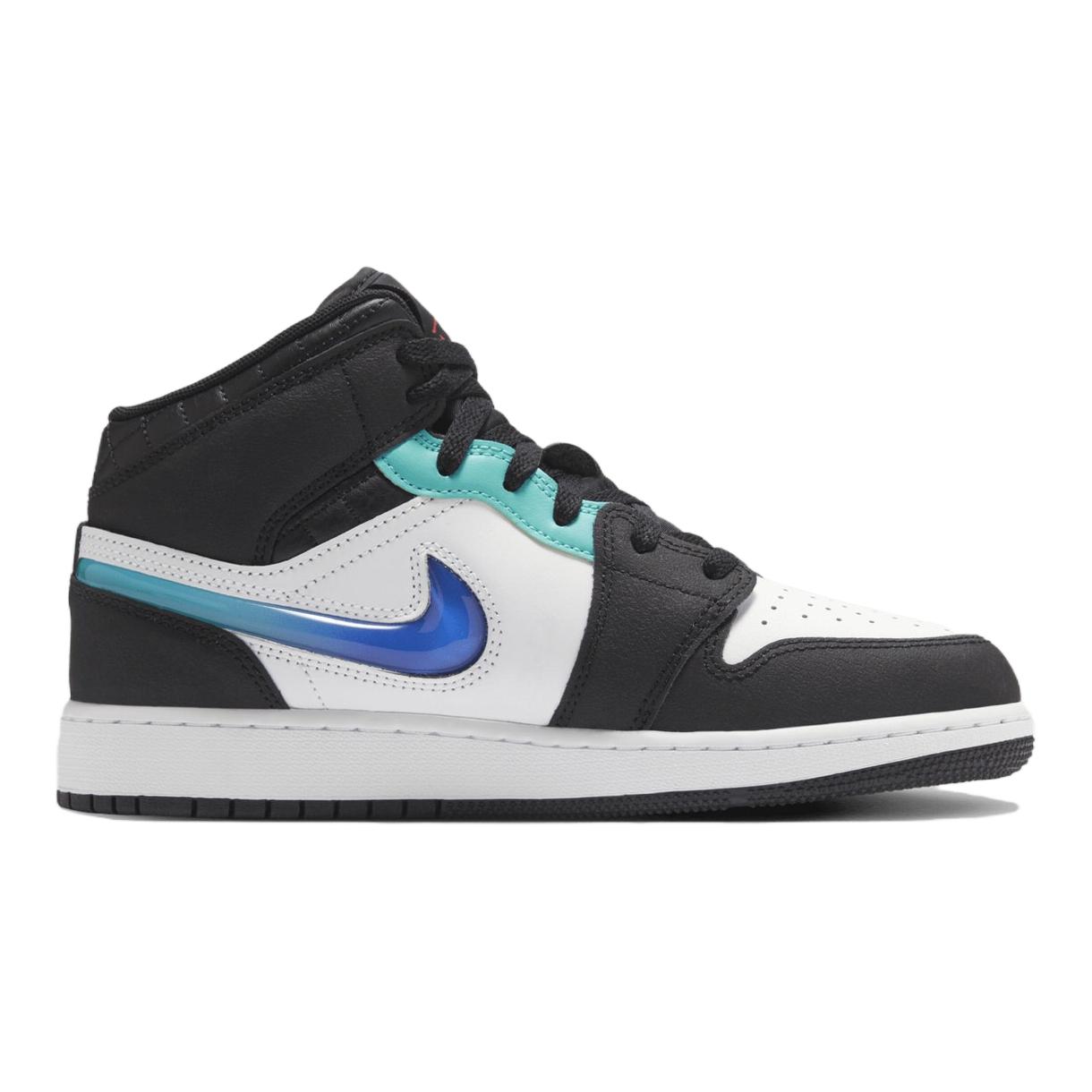 Детские баскетбольные кроссовки Air 1 Mid-Top с противоскользящей и износостойкой подошвой черно-белые Jordan Kids — фото 2
