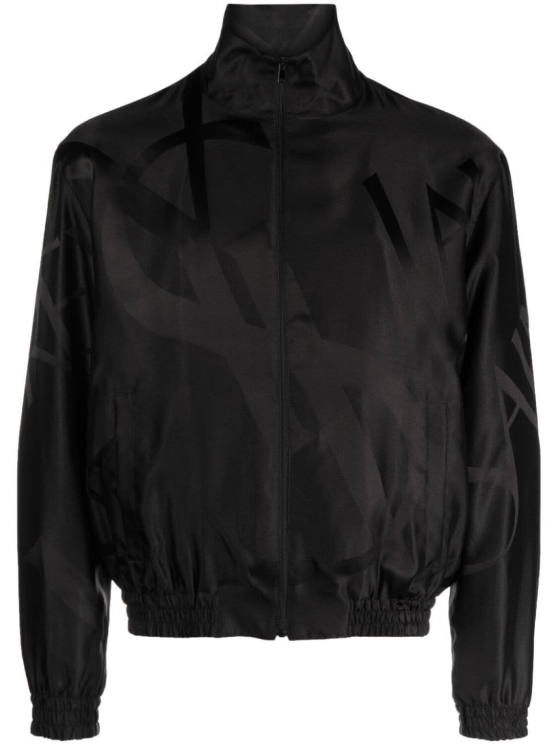 

Saint Laurent шелковый бомбер с логотипом, черный