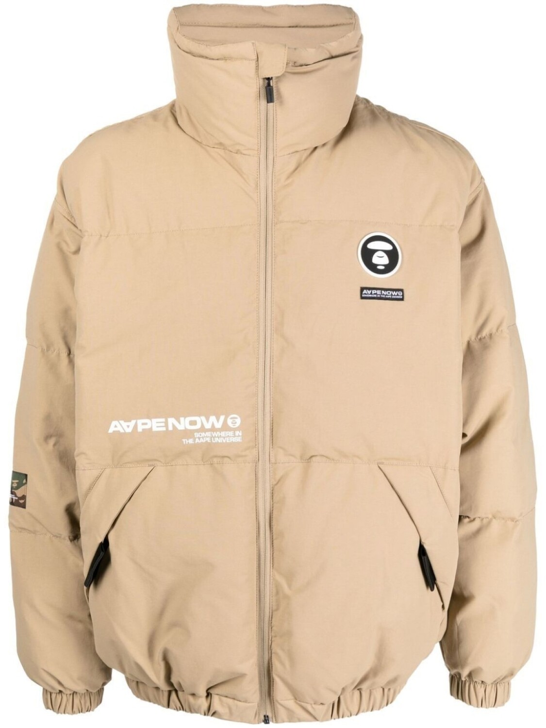 

Пуховик с высоким воротником AAPE BY *A BATHING APE, коричневый