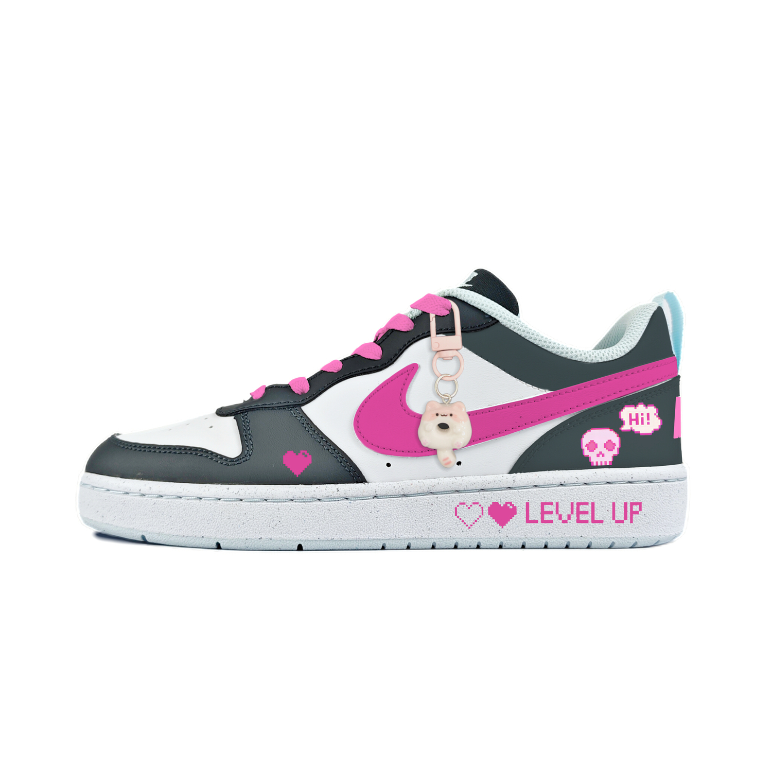 

Nike Court Borough Pink Skull нескользящие износостойкие низкие детские скейтбординг кроссовки Black для подростков