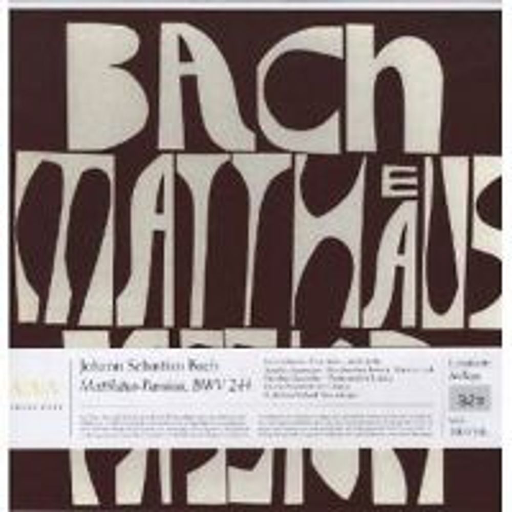 

Виниловая пластинка LP Bach J.S.: St. Matthew Passion - Johann Sebastian Bach, Rudolf Mauersberger, Erhard Mauersberger, Leipzig Gewandhaus Orchestra, Dresden Kreuzchor