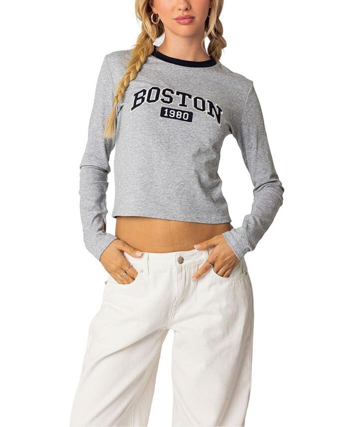 

Футболка с длинным рукавом Edikted Boston, серый