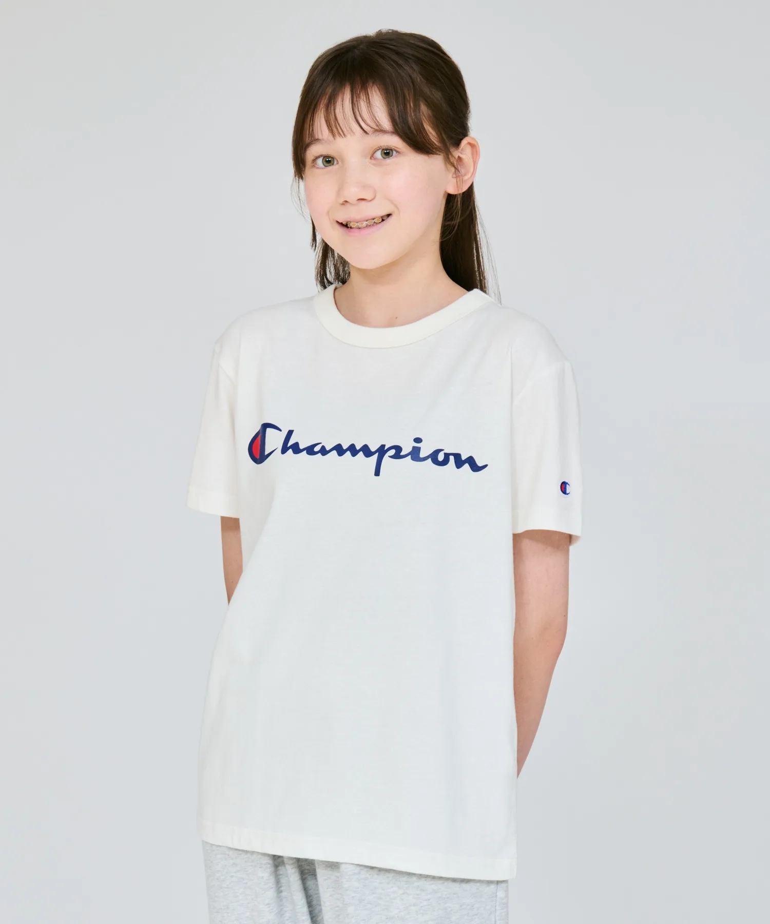 Детская футболка Champion с логотипом, белая