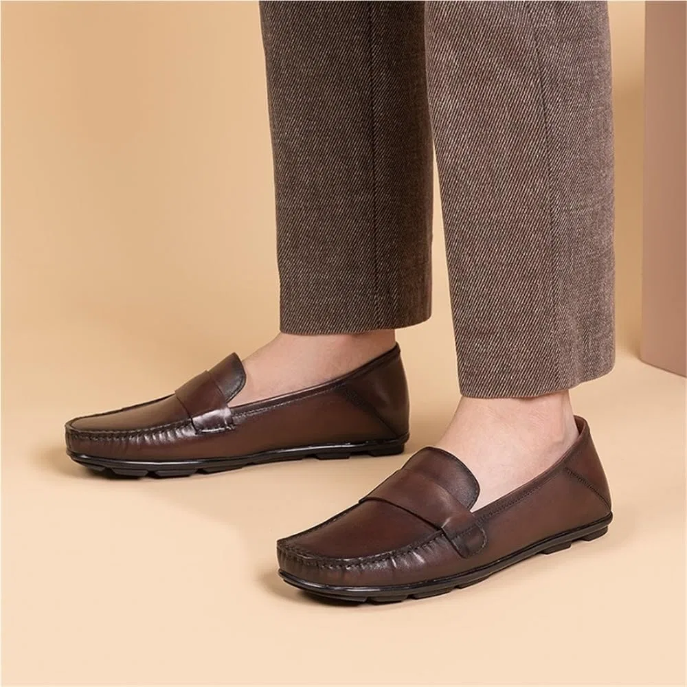 Лоферы мужские кожаные, Moccasin, коричневый DHFIRUFSHLO — фото 3