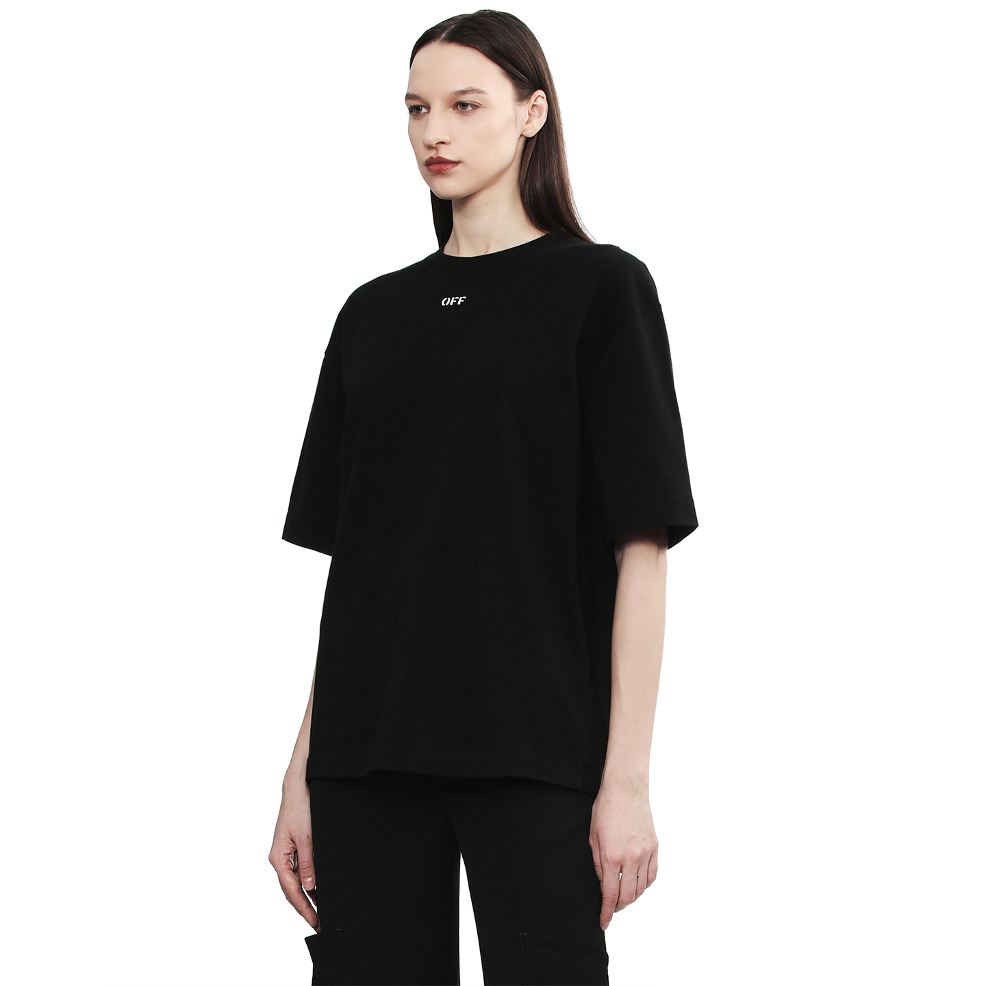 OFF-WHITE Футболка OFF WHITE Unisex черная с круглым вырезом, средней плотности — фото 3
