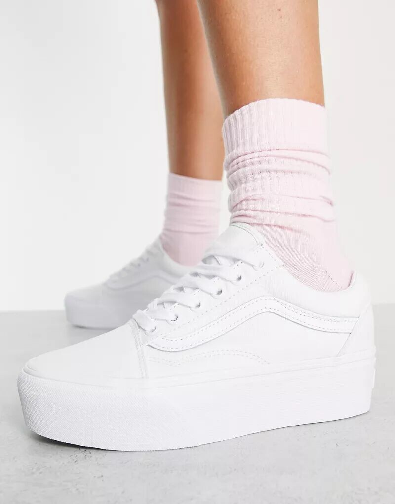 Белые кроссовки Vans Old Skool Stackform Triple — фото 3