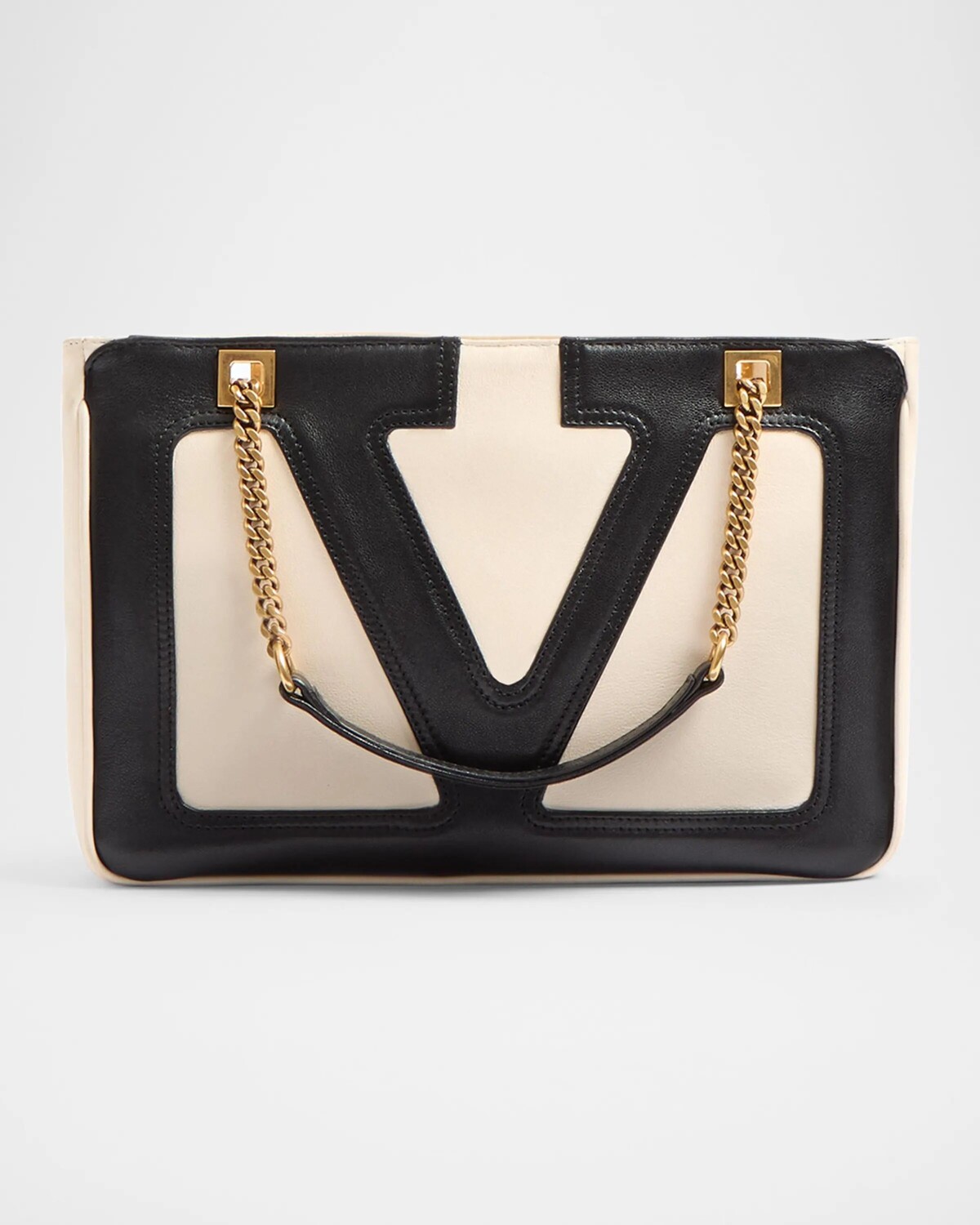 

Маленькая кожаная большая сумка Viva Superstar Valentino Garavani, цвет Butter White Nero