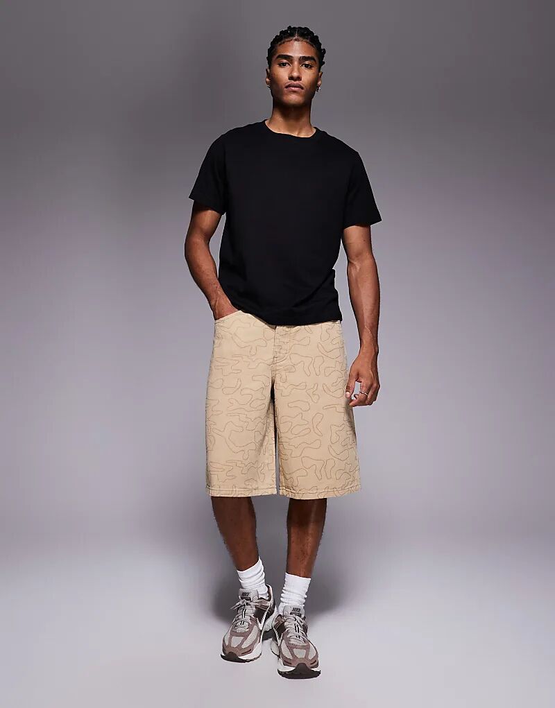 

Свободные джинсовые шорты Liquor N Poker бежевого камуфляжного цвета