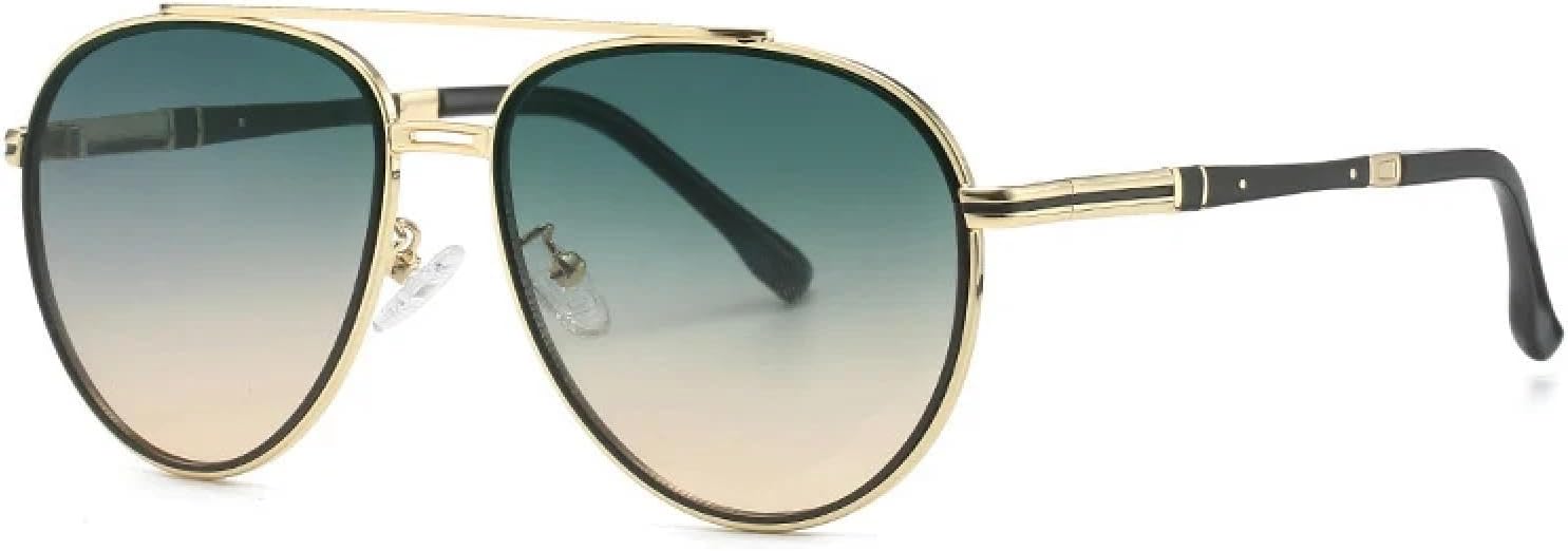 

Роскошные металлические солнцезащитные очки для женщин и мужчин с защитой от УФ-излучения UV400, с небольшим градиентом, популярные металлические очки TVTBBVV, C6goldgreen