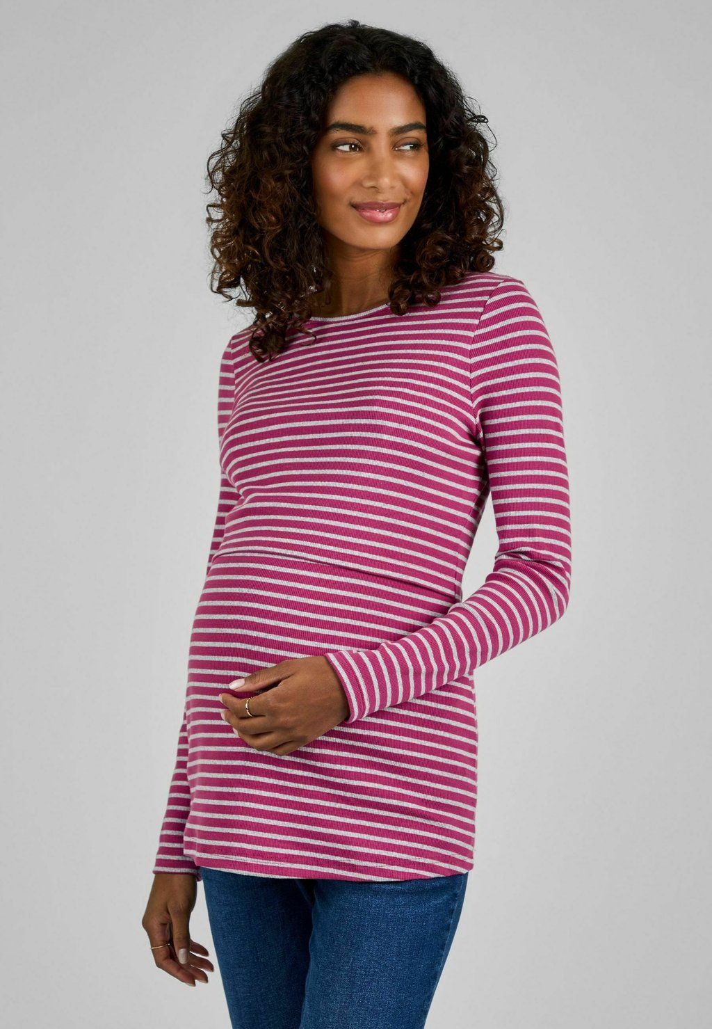 

Топ с длинными рукавами MATERNITY AND NURSING STRIPE REGULAR FIT JoJo Maman Bébé, розовый