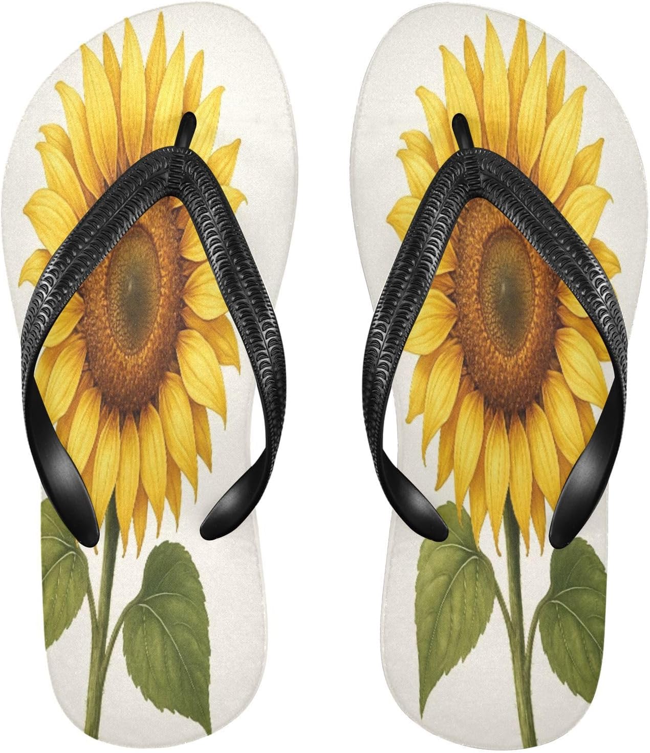 

Желтые вьетнамки с листьями подсолнуха, пляжные шлепанцы для душа, резиновые нескользящие летние тапочки для женщин и мужчин, для ходьбы Sinestour
