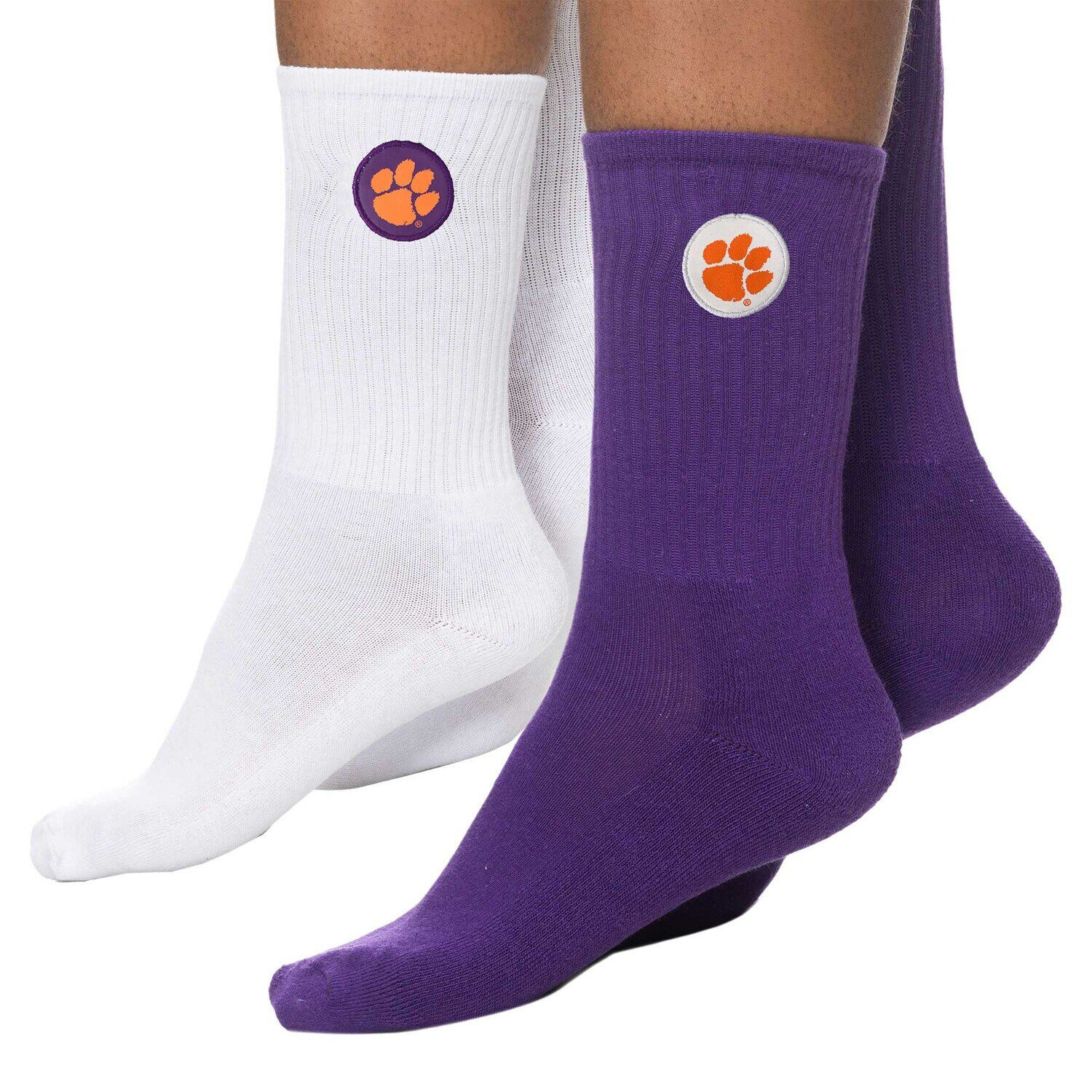 

Женские фиолетовые/белые носки ZooZatz Clemson Tigers, две пары четверть длины