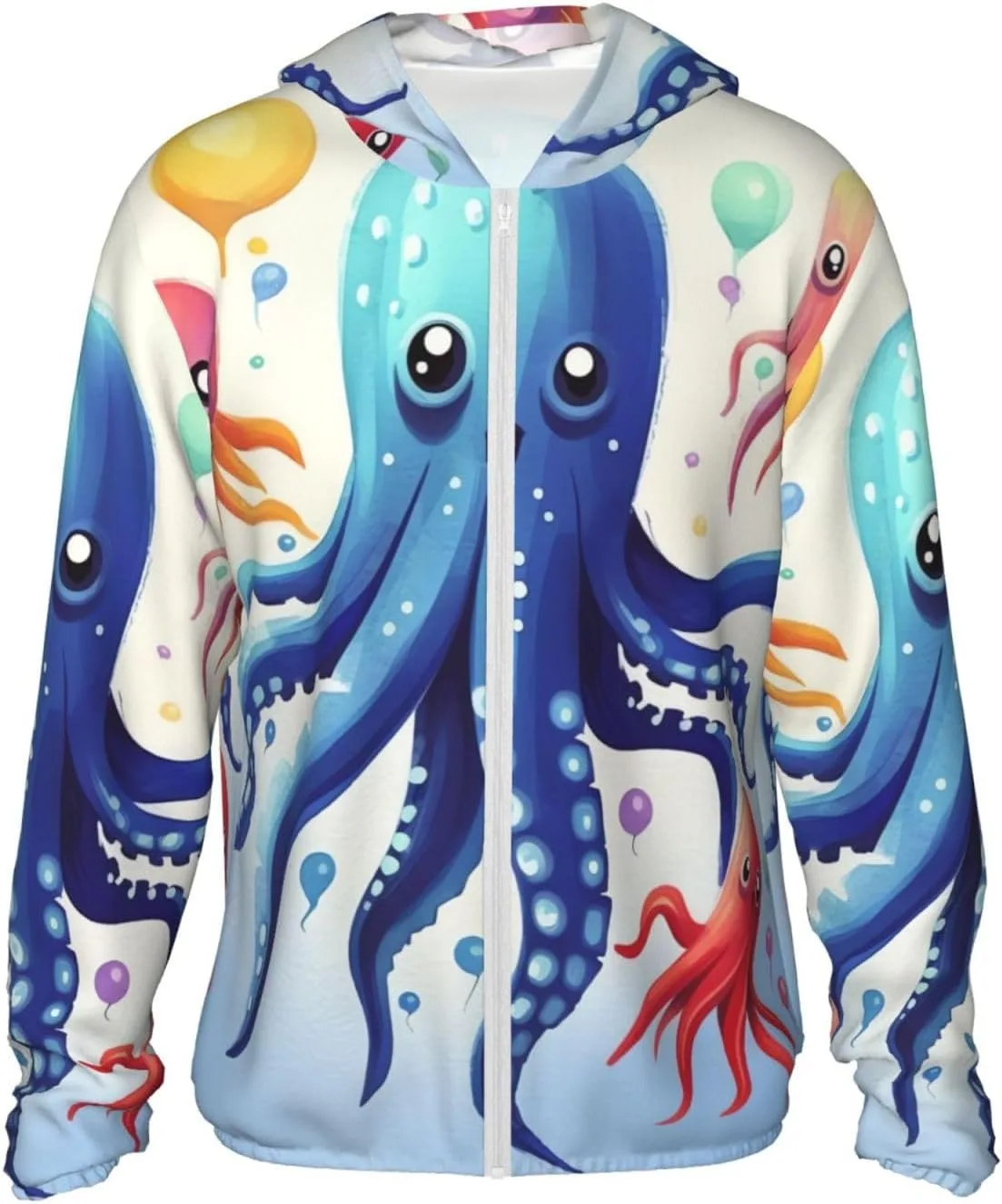 

Легкая куртка UPF 50+ с капюшоном и молнией, защита от солнца, с принтом осьминога LHBWCVN