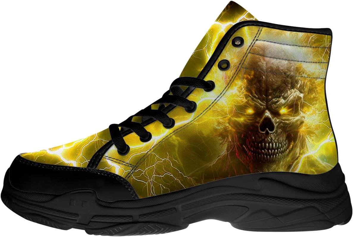 

Высокие кеды для мужчин, кроссовки на шнуровке с черепом на платформе, забавные подарки для него и для нее Generic, желтый